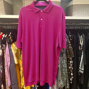 Men’s Fairway and Greene Hot Pink and Black Striped 2X Golf Shirt